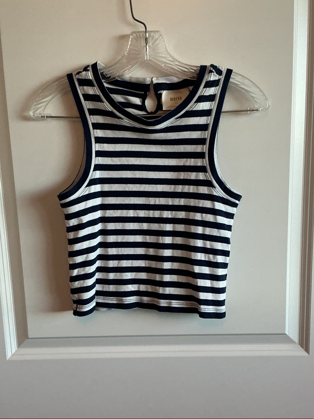 Maeve Navy and White Striped Tank